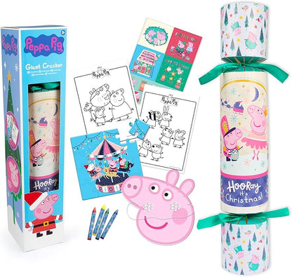 Peppa Pig Giant Christmas Cracker - 48cm Cracker Packed with Stickers, Crayons, Colouring Sheets, and Jigsaw Puzzle – Ideal for Boys and Girls