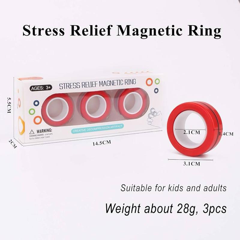 3 pcs Magic Magnetic Ring Fingers Magnetic Rings Fidget Toys Magnet Rings Toys for Stress and Anxiety in Vibrant Colours