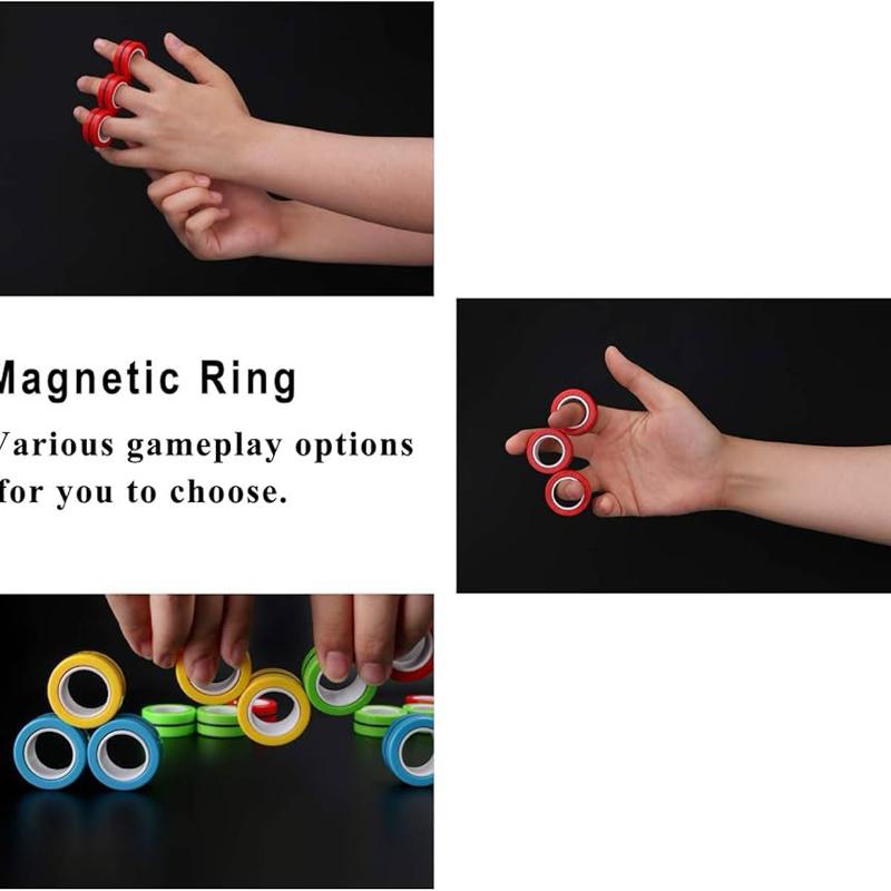 3 pcs Magic Magnetic Ring Fingers Magnetic Rings Fidget Toys Magnet Rings Toys for Stress and Anxiety in Vibrant Colours
