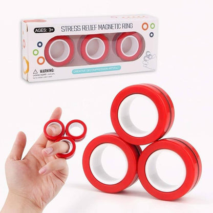 3 pcs Magic Magnetic Ring Fingers Magnetic Rings Fidget Toys Magnet Rings Toys for Stress and Anxiety in Vibrant Colours