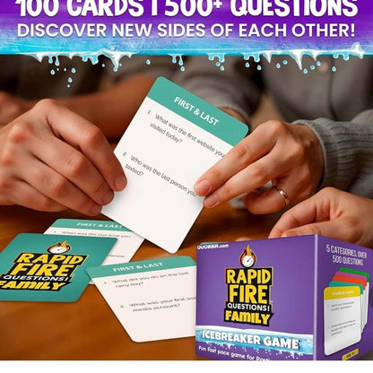 QUOKKA Rapid Fire Family Cards Game For Kids And Adults Icebreaker Board Games Age 5+ With 500+ Questions Perfect For Family Nights