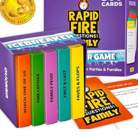 QUOKKA Rapid Fire Family Cards Game For Kids And Adults Icebreaker Board Games Age 5+ With 500+ Questions Perfect For Family Nights