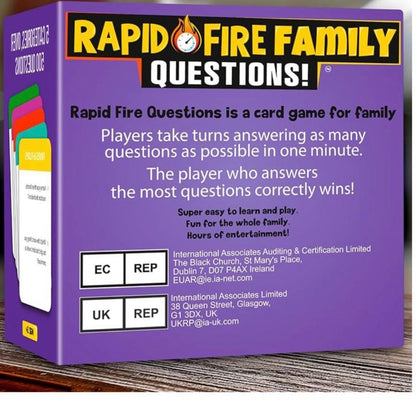 QUOKKA Rapid Fire Family Cards Game For Kids And Adults Icebreaker Board Games Age 5+ With 500+ Questions Perfect For Family Nights