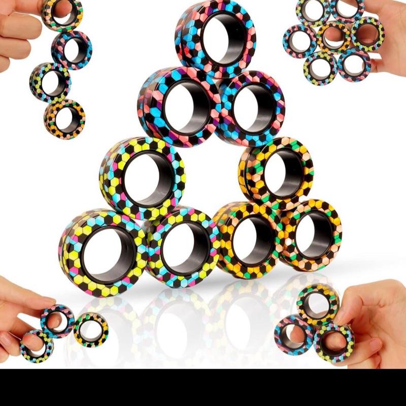 3 pcs Magic Magnetic Ring Fingers Magnetic Rings Fidget Toys Magnet Rings Toys for Stress and Anxiety in Vibrant Colours