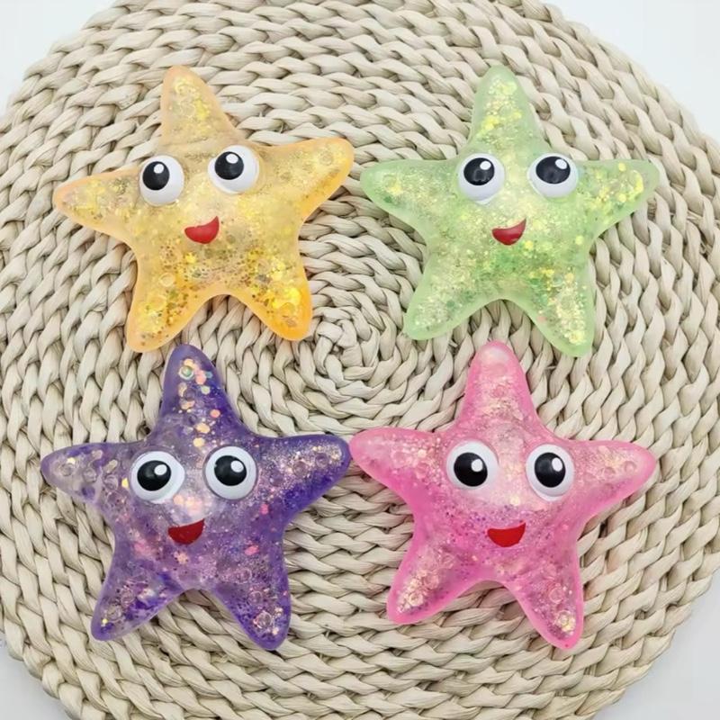 STARFISH Squeeze sugar squishy toy. Shine Sequins Mini Cute Pinch Toy Relieve Stress Creative Squishes Decompression Toy