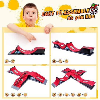 Mini Finger Skateboard with Ramp Accessories (3 ramp sets to choose from)