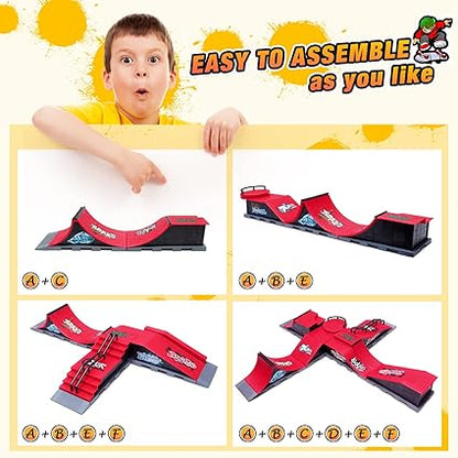 Mini Finger Skateboard with Ramp Accessories (3 ramp sets to choose from)