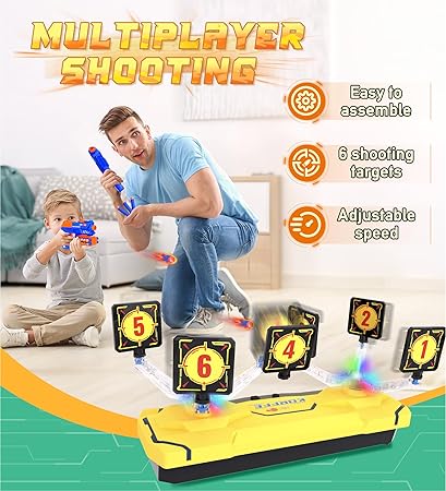 Rotating Shooting Games Toys for 6 7 8 9 10+ Year Old Boys Girls Kids, Foam Dart Toy Nerf Gun & Nerf Target, Gift for Kids, Outdoor & Indoor Toy