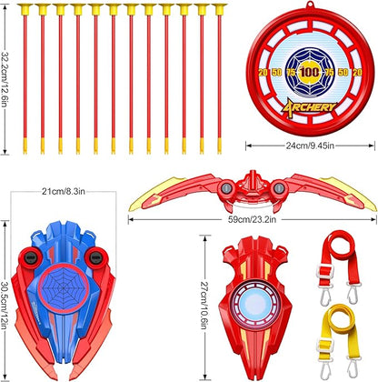 Bow and Arrow Set Kids, 3 in 1 Shield Archery Shooting Game Includes 2 PCS Bow with Lights, 10 Suction Cups Arrows, 1 Targets Play Indoor Outdoor Toy