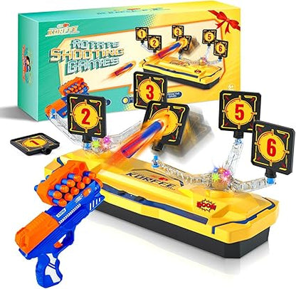 Rotating Shooting Games Toys for 6 7 8 9 10+ Year Old Boys Girls Kids, Foam Dart Toy Nerf Gun & Nerf Target, Gift for Kids, Outdoor & Indoor Toy