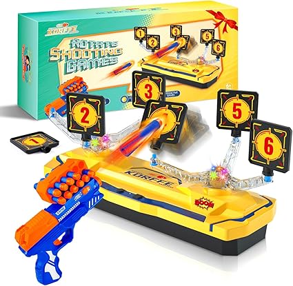 Rotating Shooting Games Toys for 6 7 8 9 10+ Year Old Boys Girls Kids, Foam Dart Toy Nerf Gun & Nerf Target, Gift for Kids, Outdoor & Indoor Toy