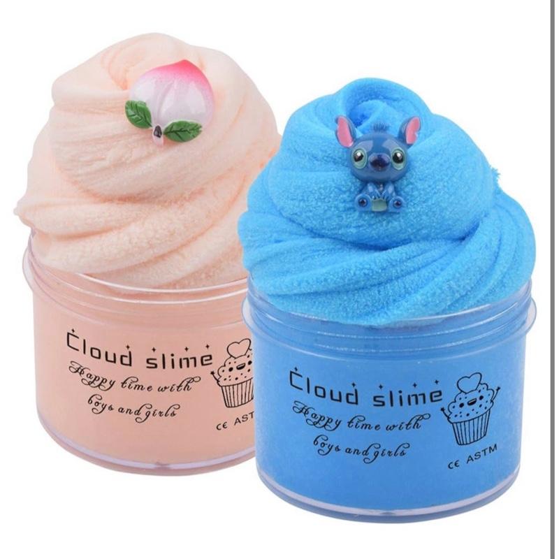 Keemanman 2 Pack Cloud Slime Kit with Blue and Peach Charms, Scented Slime for Girls and Boys, Stress Relief Toy