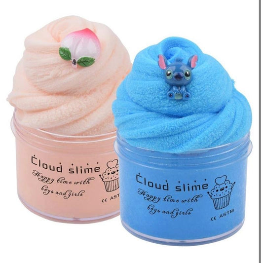 Keemanman 2 Pack Cloud Slime Kit with Blue and Peach Charms, Scented Slime for Girls and Boys, Stress Relief Toy