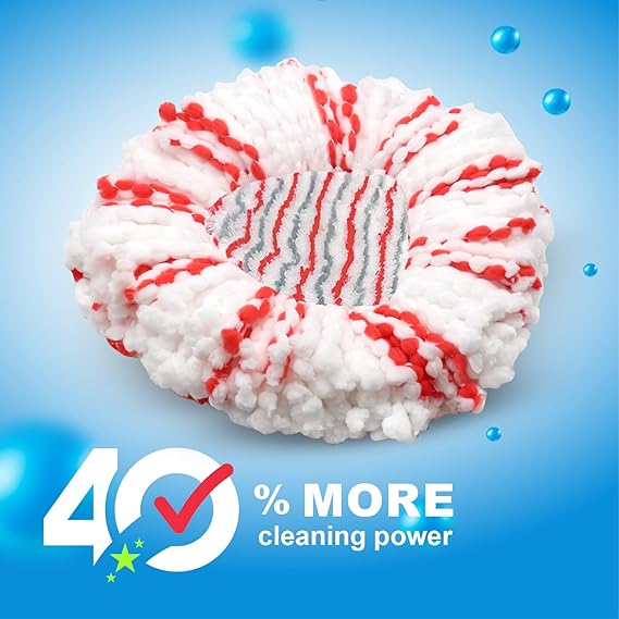 Deep Cleaning Spin Mop Heads Replacement Compatible with Vileda Turbo System, Upgraded Scrub Brush and  Mop Base, Handle Combo Set, Microfiber Replace Head Refills