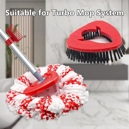 Deep Cleaning Spin Mop Heads Replacement Compatible with Vileda Turbo System, Upgraded Scrub Brush and  Mop Base, Handle Combo Set, Microfiber Replace Head Refills