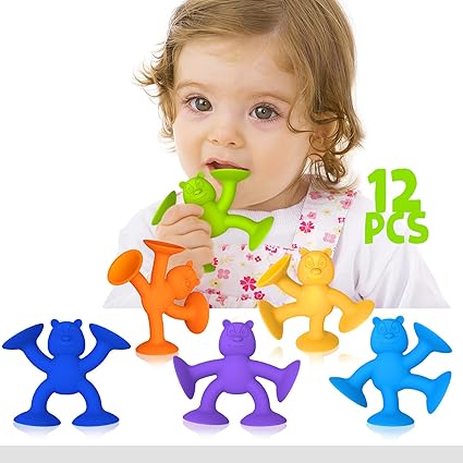 Baby Bath Toys Suction Bath Toys for Kids, Kids Suction Fidget Toys Suction Cup Toys for Windows Building Toys, (12PCS)