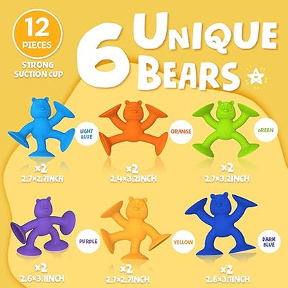 Baby Bath Toys Suction Bath Toys for Kids, Kids Suction Fidget Toys Suction Cup Toys for Windows Building Toys, (12PCS)