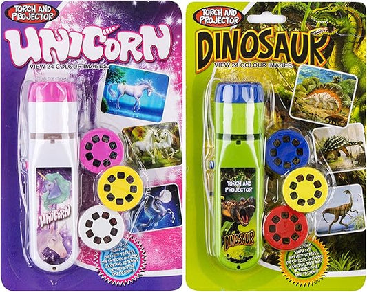 2pcs Children Projector Toys Educational Science Set Wall Ceiling Tent Torch Flashlight for Kids Gifts for Boys Girls(Dinosaur + Unicorn)