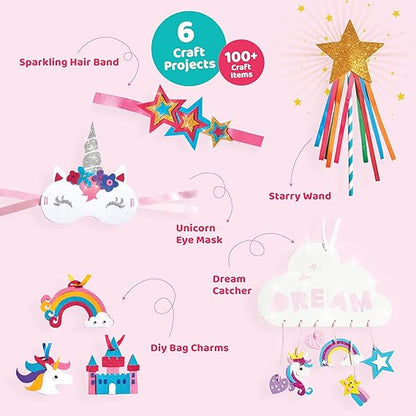 jackinthebox Unicorn Gifts for Girls | 6-in-1 Premium Craft Kit | Arts and Crafts