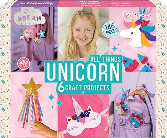 jackinthebox Unicorn Gifts for Girls | 6-in-1 Premium Craft Kit | Arts and Crafts