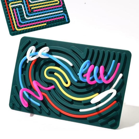 Silicone Sensory Activity Board Fidget Toys for Calming Stress Anxiety ADHD Autism Focus Kids & Teens Sensory Games with multicoloured Strings