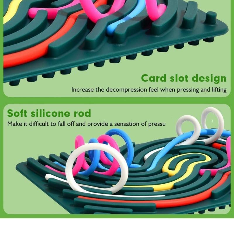 Silicone Sensory Activity Board Fidget Toys for Calming Stress Anxiety ADHD Autism Focus Kids & Teens Sensory Games with multicoloured Strings