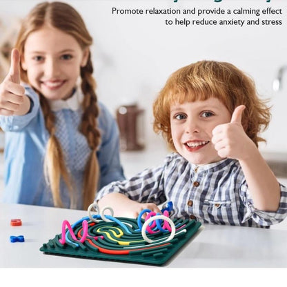 Silicone Sensory Activity Board Fidget Toys for Calming Stress Anxiety ADHD Autism Focus Kids & Teens Sensory Games with multicoloured Strings