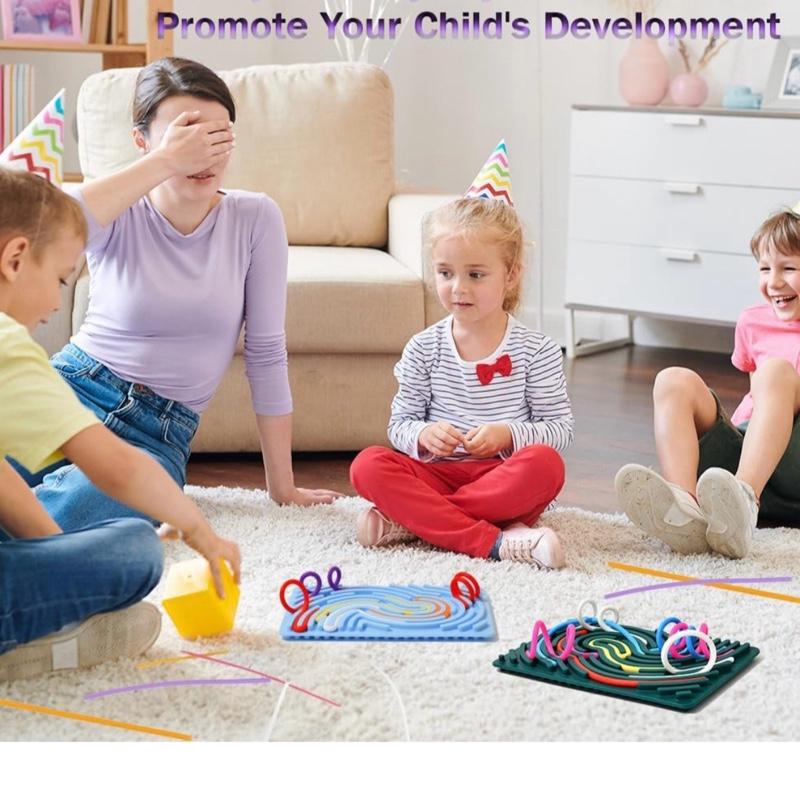 Silicone Sensory Activity Board Fidget Toys for Calming Stress Anxiety ADHD Autism Focus Kids & Teens Sensory Games with multicoloured Strings